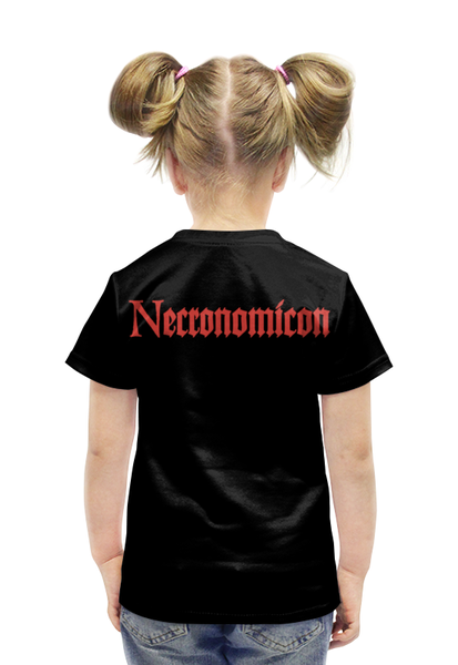 Заказать детскую футболку в Москве. Футболка с полной запечаткой для девочек Necronomicon от Leichenwagen - готовые дизайны и нанесение принтов.