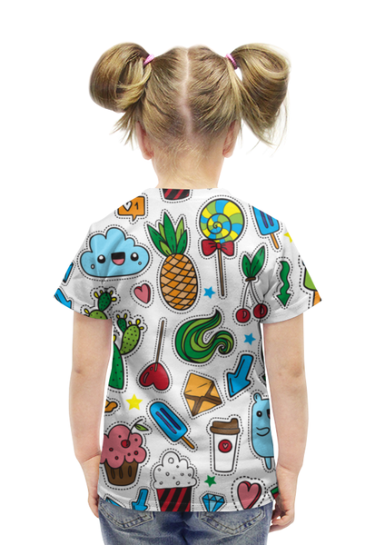 Заказать детскую футболку в Москве. Футболка с полной запечаткой для девочек Вкусняшка от T-shirt print  - готовые дизайны и нанесение принтов.