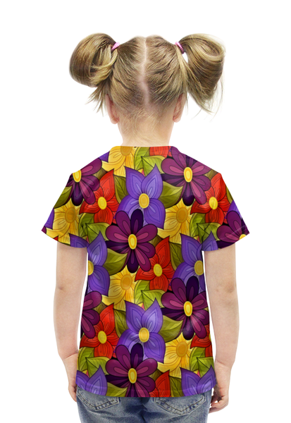 Заказать детскую футболку в Москве. Футболка с полной запечаткой для девочек Цветочки от THE_NISE  - готовые дизайны и нанесение принтов.