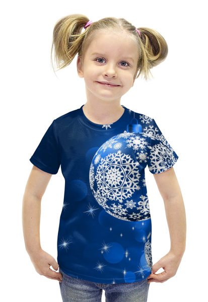 Заказать детскую футболку в Москве. Футболка с полной запечаткой для девочек Новый год от Maksim  - готовые дизайны и нанесение принтов.