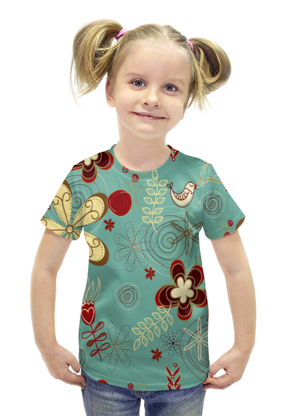 Заказать детскую футболку в Москве. Футболка с полной запечаткой для девочек Птица от THE_NISE  - готовые дизайны и нанесение принтов.