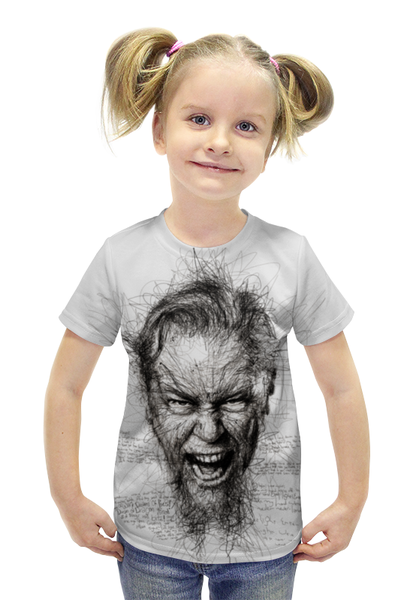 Заказать детскую футболку в Москве. Футболка с полной запечаткой для девочек James Hetfield (Metallica) от Leichenwagen - готовые дизайны и нанесение принтов.