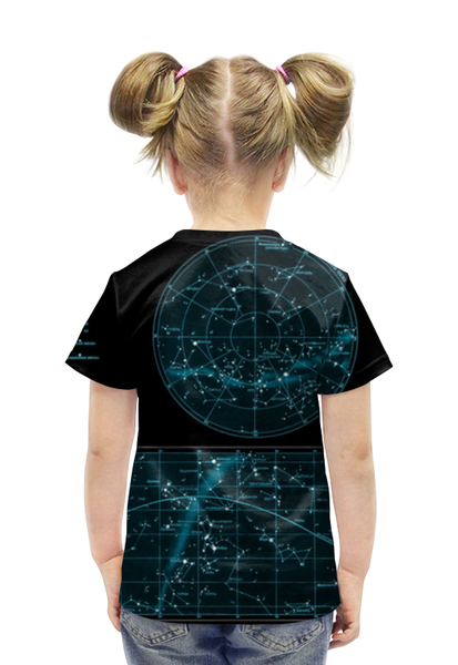 Заказать детскую футболку в Москве. Футболка с полной запечаткой для девочек Карта звёздного неба от Виктор Гришин - готовые дизайны и нанесение принтов.
