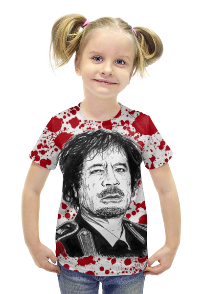 Заказать детскую футболку в Москве. Футболка с полной запечаткой для девочек Муаммар Каддафи от Leichenwagen - готовые дизайны и нанесение принтов.