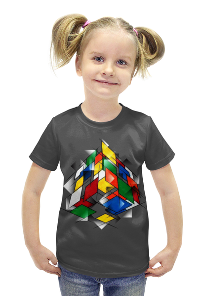 Заказать детскую футболку в Москве. Футболка с полной запечаткой для девочек Кубик Рубика от ПРИНТЫ ПЕЧАТЬ  - готовые дизайны и нанесение принтов.