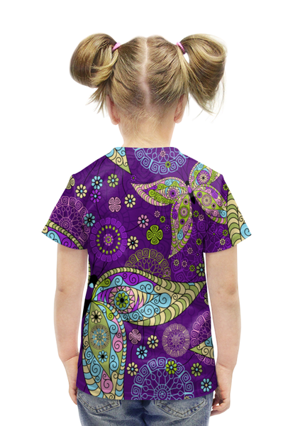 Заказать детскую футболку в Москве. Футболка с полной запечаткой для девочек Бабочки от THE_NISE  - готовые дизайны и нанесение принтов.