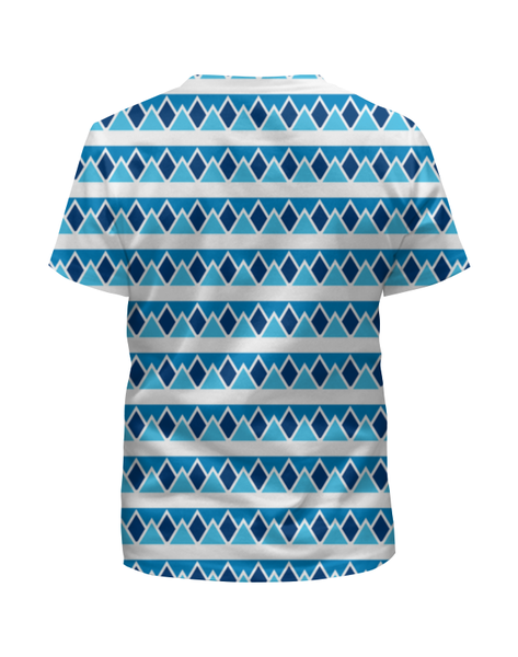 Заказать детскую футболку в Москве. Футболка с полной запечаткой для девочек Абстрактные голубые треугольники от irinavk - готовые дизайны и нанесение принтов.