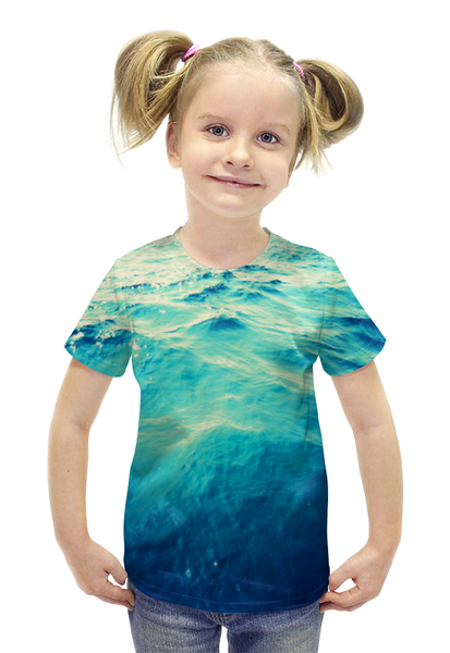 Заказать детскую футболку в Москве. Футболка с полной запечаткой для девочек Морская вода от Anastasia Kabanova - готовые дизайны и нанесение принтов.