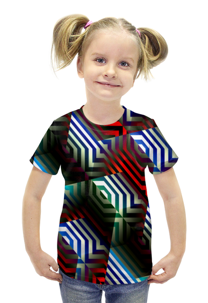 Заказать детскую футболку в Москве. Футболка с полной запечаткой для девочек Цветной орнамент от THE_NISE  - готовые дизайны и нанесение принтов.