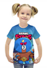 Заказать детскую футболку в Москве. Футболка с полной запечаткой для девочек BRAWL STARS EL BROWN от geekbox - готовые дизайны и нанесение принтов.