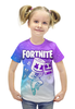 Заказать детскую футболку в Москве. Футболка с полной запечаткой для девочек MARSHMELLO FORTNITE от geekbox - готовые дизайны и нанесение принтов.
