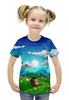 Заказать детскую футболку в Москве. Футболка с полной запечаткой для девочек Ёжик на лугу от nadegda - готовые дизайны и нанесение принтов.
