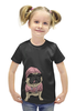 Заказать детскую футболку в Москве. Футболка с полной запечаткой для девочек Бульдожка от ПРИНТЫ ПЕЧАТЬ  - готовые дизайны и нанесение принтов.