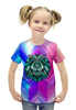 Заказать детскую футболку в Москве. Футболка с полной запечаткой для девочек Расписной лев от THE_NISE  - готовые дизайны и нанесение принтов.