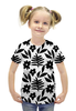 Заказать детскую футболку в Москве. Футболка с полной запечаткой для девочек черно-белые цветы от THE_NISE  - готовые дизайны и нанесение принтов.
