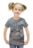 Заказать детскую футболку в Москве. Футболка с полной запечаткой для девочек Котик в графике от Мария Соболева - готовые дизайны и нанесение принтов.