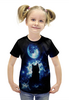 Заказать детскую футболку в Москве. Футболка с полной запечаткой для девочек Котик в космосе от  PRO_DESIGN - готовые дизайны и нанесение принтов.