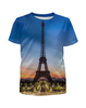 Заказать детскую футболку в Москве. Футболка с полной запечаткой для девочек Париж эйфлева  башня от Fil6 - готовые дизайны и нанесение принтов.