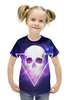 Заказать детскую футболку в Москве. Футболка с полной запечаткой для девочек Череп и треугольник от galaxy secret - готовые дизайны и нанесение принтов.