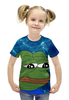 Заказать детскую футболку в Москве. Футболка с полной запечаткой для девочек SAD FROG от Jimmy Flash - готовые дизайны и нанесение принтов.