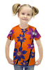 Заказать детскую футболку в Москве. Футболка с полной запечаткой для девочек синие цветы от ELENA ZHARINOVA - готовые дизайны и нанесение принтов.