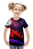 Заказать детскую футболку в Москве. Футболка с полной запечаткой для девочек Волк воющий на луну от  PRO_DESIGN - готовые дизайны и нанесение принтов.