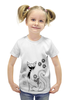 Заказать детскую футболку в Москве. Футболка с полной запечаткой для девочек кошка от AnyM - готовые дизайны и нанесение принтов.