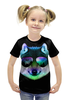 Заказать детскую футболку в Москве. Футболка с полной запечаткой для девочек Ночной Волк от printik - готовые дизайны и нанесение принтов.