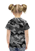 Заказать детскую футболку в Москве. Футболка с полной запечаткой для девочек Серо-Чёрный Камуфляж от armyshop - готовые дизайны и нанесение принтов.