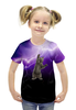 Заказать детскую футболку в Москве. Футболка с полной запечаткой для девочек Кот и молния  от THE_NISE  - готовые дизайны и нанесение принтов.