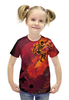 Заказать детскую футболку в Москве. Футболка с полной запечаткой для девочек Огненная волна от printik - готовые дизайны и нанесение принтов.