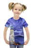 Заказать детскую футболку в Москве. Футболка с полной запечаткой для девочек Маяк в море от марина жукова - готовые дизайны и нанесение принтов.