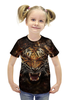 Заказать детскую футболку в Москве. Футболка с полной запечаткой для девочек Ревущий тигр от ПРИНТЫ ПЕЧАТЬ  - готовые дизайны и нанесение принтов.