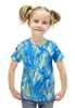 Заказать детскую футболку в Москве. Футболка с полной запечаткой для девочек Бело-голубой узор от THE_NISE  - готовые дизайны и нанесение принтов.