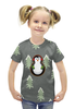 Заказать детскую футболку в Москве. Футболка с полной запечаткой для девочек пингвин от THE_NISE  - готовые дизайны и нанесение принтов.