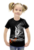 Заказать детскую футболку в Москве. Футболка с полной запечаткой для девочек Кот и Рыбки от printik - готовые дизайны и нанесение принтов.