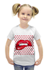 Заказать детскую футболку в Москве. Футболка с полной запечаткой для девочек Красные губы от Fil6 - готовые дизайны и нанесение принтов.