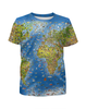 Заказать детскую футболку в Москве. Футболка с полной запечаткой для девочек WORLD MAP от CoolDesign - готовые дизайны и нанесение принтов.