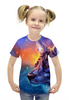 Заказать детскую футболку в Москве. Футболка с полной запечаткой для девочек Волк Краски от  PRO_DESIGN - готовые дизайны и нанесение принтов.