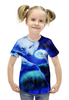Заказать детскую футболку в Москве. Футболка с полной запечаткой для девочек Волки ночь от  PRO_DESIGN - готовые дизайны и нанесение принтов.
