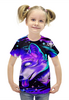 Заказать детскую футболку в Москве. Футболка с полной запечаткой для девочек Волк абстракция от  PRO_DESIGN - готовые дизайны и нанесение принтов.