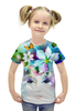 Заказать детскую футболку в Москве. Футболка с полной запечаткой для девочек Цветы от Violet - готовые дизайны и нанесение принтов.