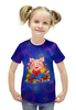 Заказать детскую футболку в Москве. Футболка с полной запечаткой для девочек Хрюша от balden - готовые дизайны и нанесение принтов.