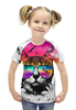 Заказать детскую футболку в Москве. Футболка с полной запечаткой для девочек Солнечный Кот от printik - готовые дизайны и нанесение принтов.