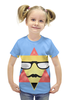 Заказать детскую футболку в Москве. Футболка с полной запечаткой для девочек  Triangular Face от ZakonVash - готовые дизайны и нанесение принтов.