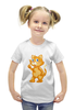 Заказать детскую футболку в Москве. Футболка с полной запечаткой для девочек Рыжий кот от Yaroslava - готовые дизайны и нанесение принтов.