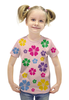Заказать детскую футболку в Москве. Футболка с полной запечаткой для девочек в цветочках от nikol - готовые дизайны и нанесение принтов.