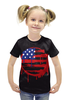 Заказать детскую футболку в Москве. Футболка с полной запечаткой для девочек American Flag (Американский флаг) от Илья Щеблецов - готовые дизайны и нанесение принтов.