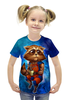 Заказать детскую футболку в Москве. Футболка с полной запечаткой для девочек Енотик от T-shirt print  - готовые дизайны и нанесение принтов.