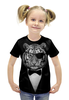 Заказать детскую футболку в Москве. Футболка с полной запечаткой для девочек Одноглазый Тигр от printik - готовые дизайны и нанесение принтов.